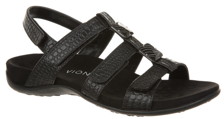 Vionic Amber Leather Black Strappy Comfort Sandal Women's sizes 5-12 NEW!!!!