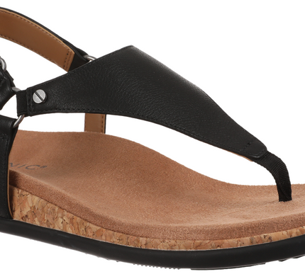 Vionic Kirra II Toe Post Sling Back Black Leather Sandal Women's sizes 5-11/NEW!