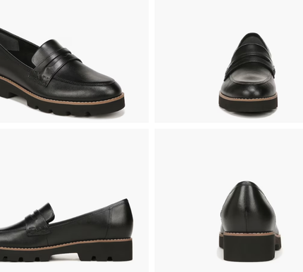 Vionic Cheryl II Black Leather Loafer Shoe Women sizes 5-11/NEW!! Wide