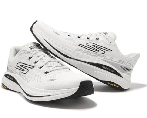 SKECHERS Max Cushioning Propulsion White Black Sneaker Mens sizes 7-14 NEW