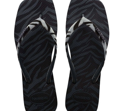 Havaianas Slim Square Velvet Black Flip Flop Sandal Women sizes 35/36-41/42 NEW