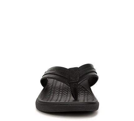 Vionic Tide II Black Smooth Leather Men's Sandal Flip Flop US sizes 7-14 NEW!!!