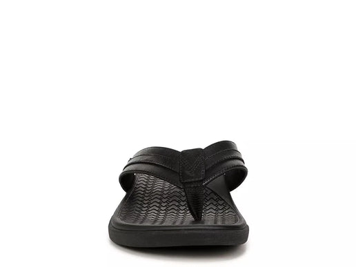 Vionic Tide II Black Smooth Leather Men's Sandal Flip Flop US sizes 7-14 NEW!!!