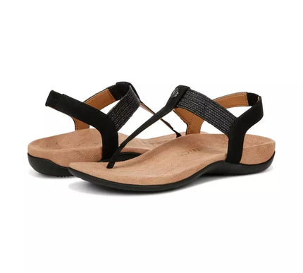 Vionic Brea Black Leather Toe Post Slingback Sandal Women's sizes 5-11/NEW!!!