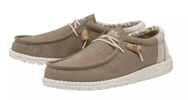 Hey Dude Wally Linen Natural Clay Sneaker Shoe Men's Sizes US 7-15/NEW!!!!