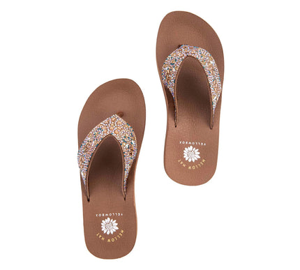 Yellow Box Brigid Tan Multi Flatform Toe Post Sandal Women's sizes 6-10/NEW!