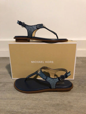 Michael Kors MK Plate Navy Fine Glitter Sandal Women's sizes 5-11/NEW!!!
