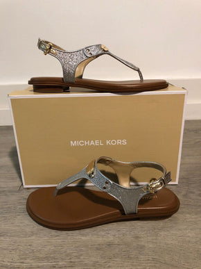 Michael Kors MK Plate Silver/Plat/Gold Glitter Sandal Women's sizes 5-11/NEW!!!