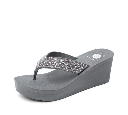 Yellow Box Waneta Gray Multi Wedge Toe Post Sandal Women's sizes 6-10/NEW!