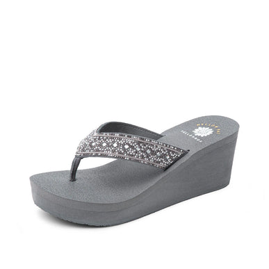 Yellow Box Waneta Gray Multi Wedge Toe Post Sandal Women's sizes 6-10/NEW!