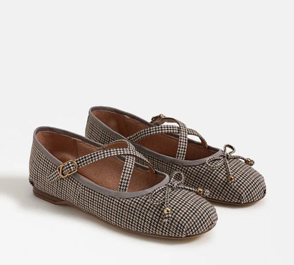Circus by Sam Edelman Zuri Plaid Black/Natural Ballet Flat Women sizes 6-10/NEW