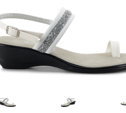 Onex Stela White Silver Strappy Toe Loop Wedge Sandal Women's sizes 5-11/NEW!!!
