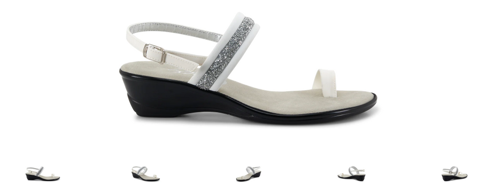 Onex Stela White Silver Strappy Toe Loop Wedge Sandal Women's sizes 5-11/NEW!!!