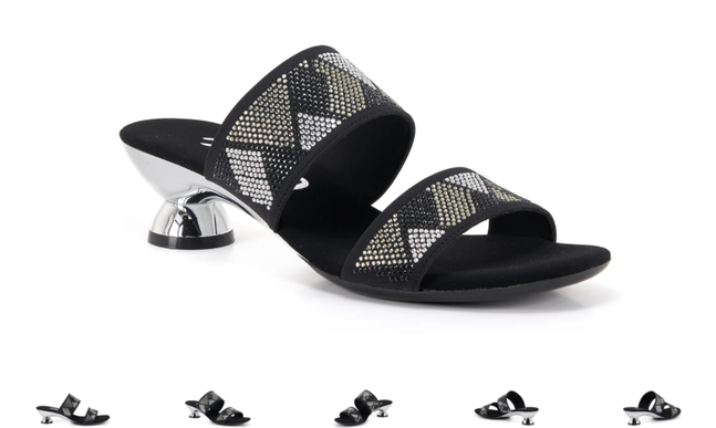 Onex Zenna Black Metallic Rhinestone Studded Wedge Sandal Women's sizes 5-11/NEW