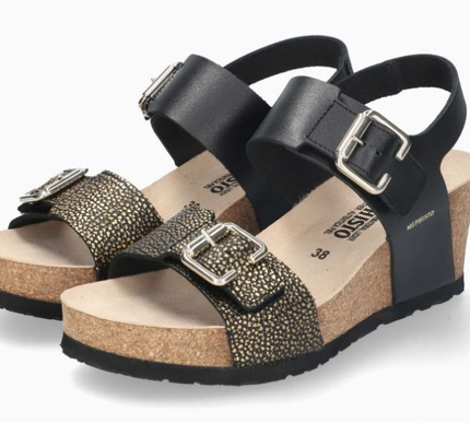 Mephisto Lissandra Black Leather Wedge Comfort Sandal Women's sizes 36-42 NEW!!!