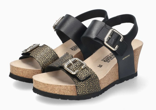 Mephisto Lissandra Black Leather Wedge Comfort Sandal Women's sizes 36-42 NEW!!!