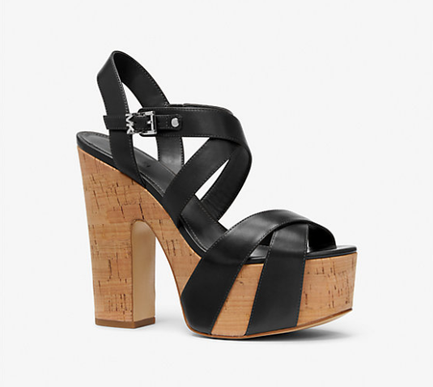Michael Kors Suki Black Leather Platform Sandal Women's sizes 5-10/NEW!!!