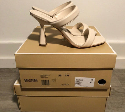 Michael Michael Kors Clara Sandal Light Cream Leather Women's US sizes 6-10/NEW!