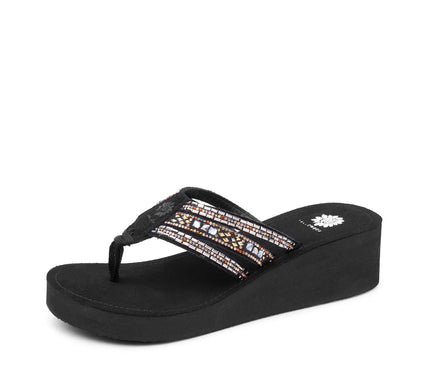 Yellow Box Tania Metallic Multi Wedge Toe Post Sandal Women's sizes 6-10/NEW!