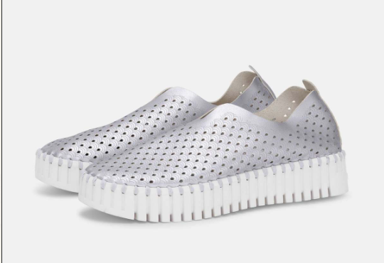 Ilse Jacobsen Tulipu 0010 Silver Platform Slip-on Sneaker Women's EU sizes 36-41