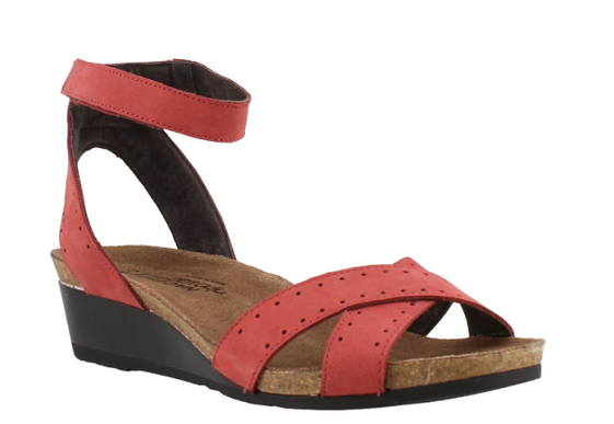 Naot Wand Brick Red Glass Brown Wedge Sandal Women's sizes 36-42 NEW!!!