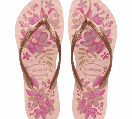 Havaianas Slim Organic Pink-Gold Flip Flop Women sizes 35-36-41-42