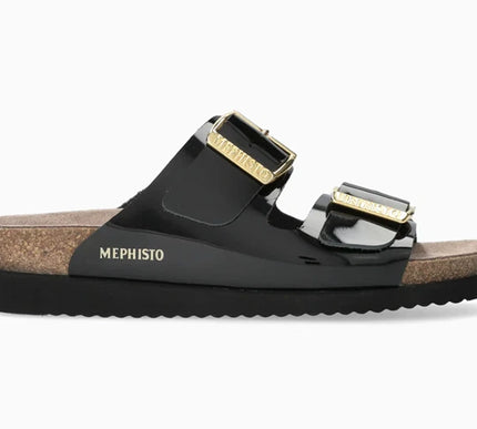 Mephisto Hester Black Patent Slide Sandal Womens sizes 35-42 NEW