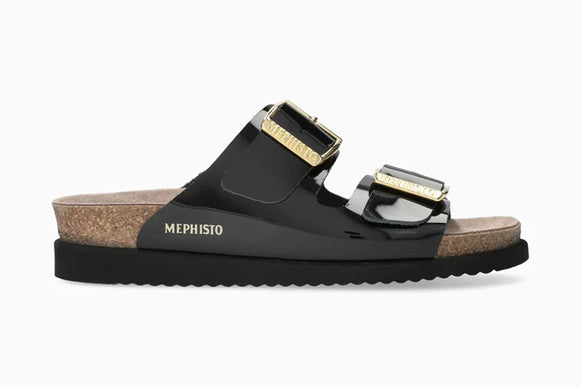 Mephisto Hester Black Patent Slide Sandal Womens sizes 35-42 NEW