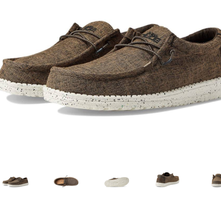 Hey Dude Wally Blend Linen Dark Brown Sneaker Shoe Men's sizes US 7-15/NEW!!!!