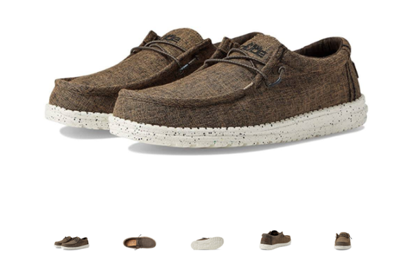 Hey Dude Wally Blend Linen Dark Brown Sneaker Shoe Men's sizes US 7-15/NEW!!!!