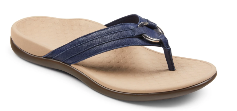 Vionic Tide Aloe Leather Navy Toe-Post Sandal Flip Flop Women's sizes 5-11 NEW!!