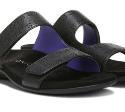 Vionic Nakia Black Leather Slide Comfort Sandal Women's sizes 5-12 NEW!!!