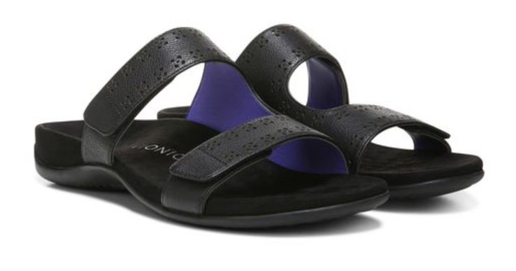 Vionic Nakia Black Leather Slide Comfort Sandal Women's sizes 5-12 NEW!!!