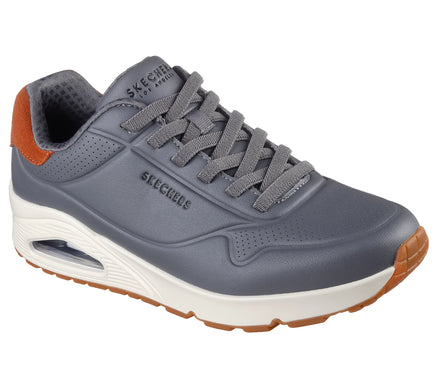 SKECHERS UNO - Tailored Air Charcoal Leather Laced Sneaker Men's sizes 7-14/NEW!