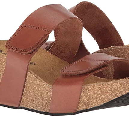 Eric Michael Lily Brown 2-Strap Cork Wedge Heel Sandal EU sizes 35-42/5-12/NEW!!