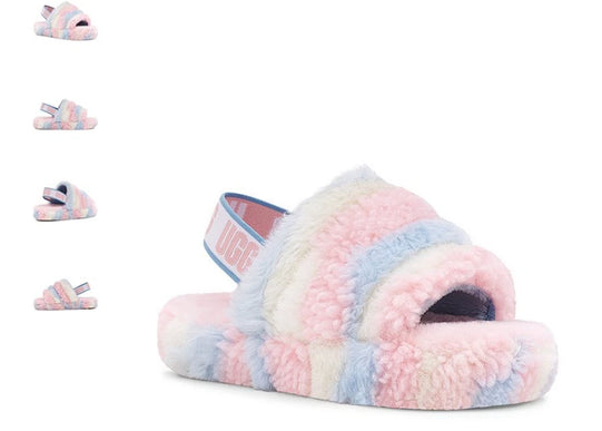 UGG Fluff Yeah Slide Cali Collage Pride Stripes Gender Neutral US sizes 9-14-NEW