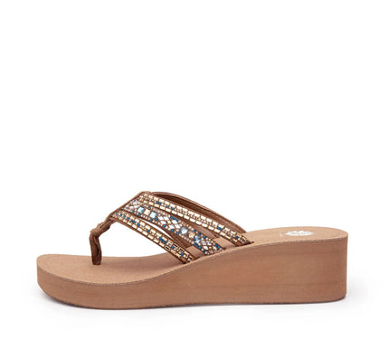 Yellow Box Tania Turquoise Multi Wedge Toe Post Sandal Women's sizes 6-10/NEW!