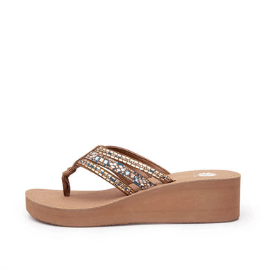 Yellow Box Tania Turquoise Multi Wedge Toe Post Sandal Women's sizes 6-10/NEW!