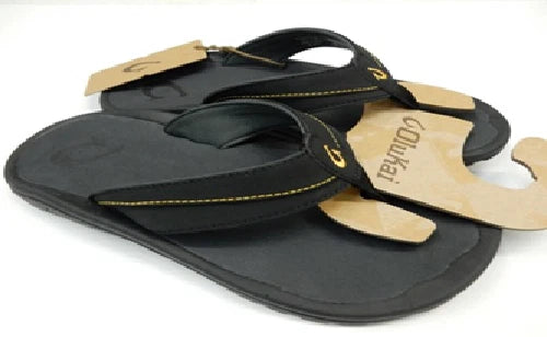 Men's Olukai Ohana Koa Black Sunrise Flip Flop Size 11 NEW